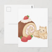 Schattigee kat en dessert illustratie briefkaart (Voorkant / Achterkant)
