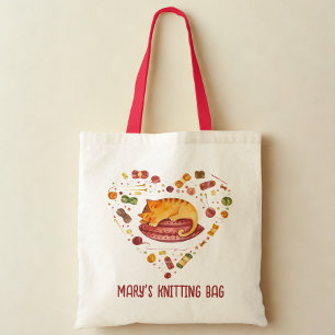 Schattigee kat en garen Canvas tas