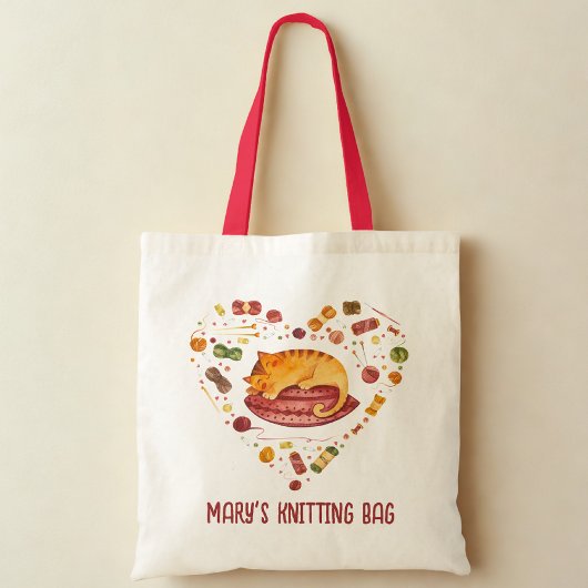 Schattigee kat en garen Canvas tas