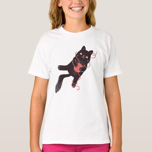 Schattigee kat en garens t-shirt (Voorkant)
