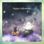 Schattigee kat en geest Halloween Raamsticker (Vel 3)