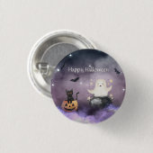 Schattigee kat en geest Halloween Ronde Button 3,2 Cm (Voorkant /achterkant)