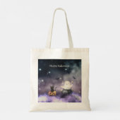 Schattigee kat en geest Halloween Tote Bag (Achterkant)