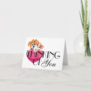 Schattigee Kat en Hond Blank of Dank u Nota Kaart