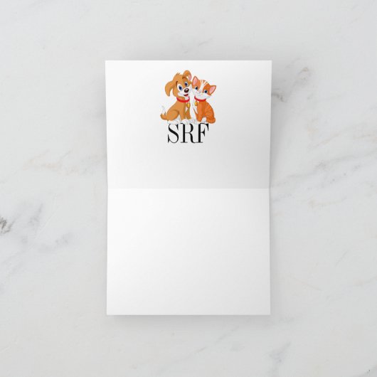 Schattigee Kat en Hond Blank of Dank u Nota Kaart (Binnen)