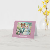 Schattigee kat en hond bruiloft gefeliciteerd kaart (Gele Bloem)