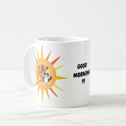 Schattigee Kat en Hond Cartoon Mok (Voorkant links)