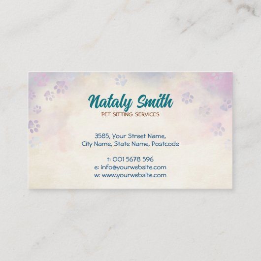 Schattigee kat en hond Huisdier sitter Visitekaartje (Achterkant)