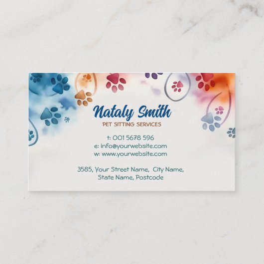 Schattigee kat en hond Huisdier sitter Visitekaartje (Achterkant)