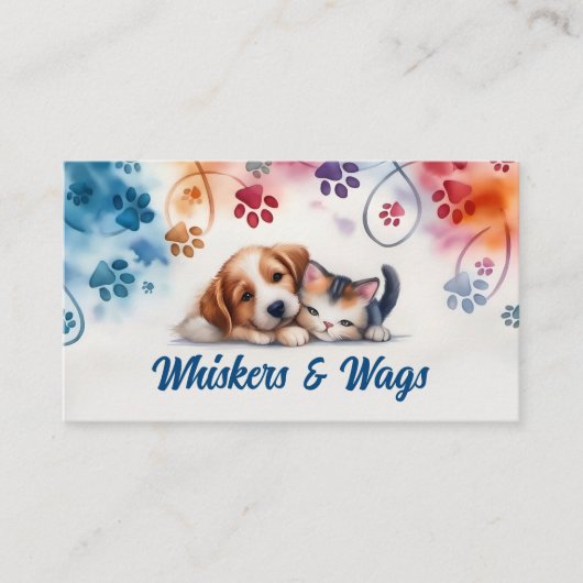 Schattigee kat en hond Huisdier sitter Visitekaartje (Voorkant)