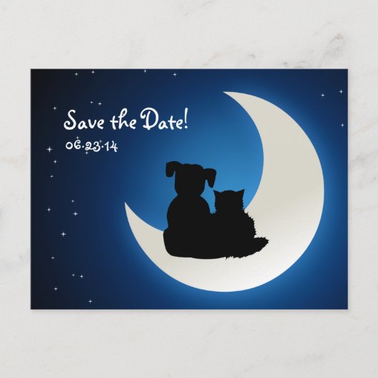 Schattigee kat en hond - Save the Date briefkaart (Voorkant)