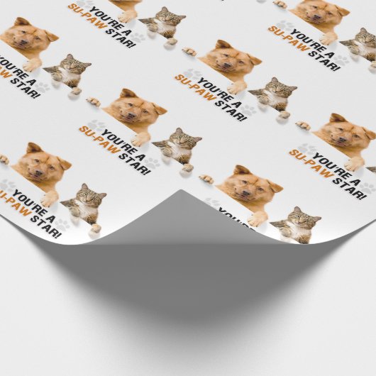 Schattigee kat en hond SuPAW Star Cadeaupapier (Hoek)