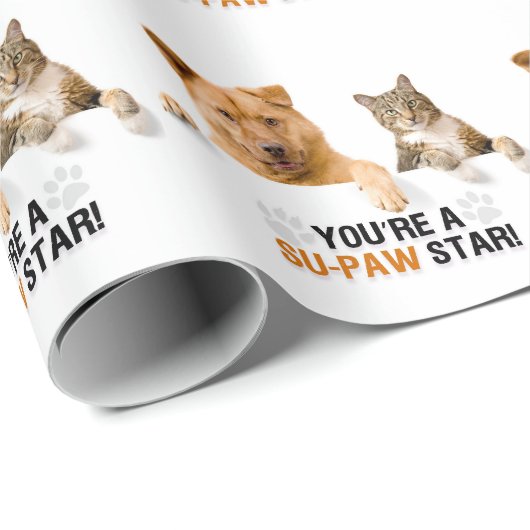 Schattigee kat en hond SuPAW Star Cadeaupapier (Rol Hoek)