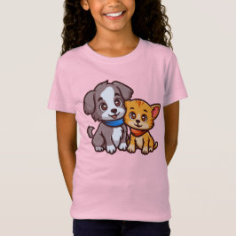 Schattigee kat en hond voor dierenvrienden t-shirt