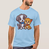 Schattigee kat en hond voor dierenvrienden t-shirt (Voorkant)