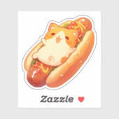 Schattigee kat en hotdog Sticker (Vel)