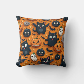 Schattigee Kat en Kattenpompoen Halloween Kussen