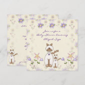 Schattigee kat en kitten Baby shower uitnodiging ~ (Voorkant / Achterkant)