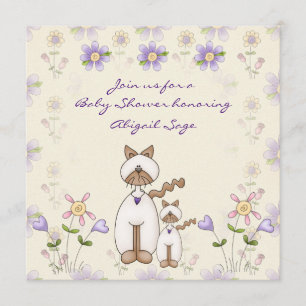 Schattigee kat en kitten Baby shower uitnodiging ~