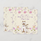 Schattigee kat en kitten meisjes Baby shower Kaart (Voorkant / Achterkant)