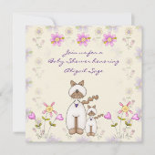 Schattigee kat en kitten meisjes Baby shower Kaart (Voorkant)