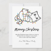 Schattigee kat en lichten Pet Lover Christmas Flat Feestdagenkaart (Voorkant)
