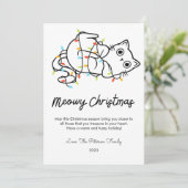 Schattigee kat en lichten Pet Lover Christmas Flat Feestdagenkaart (Staand voorkant)