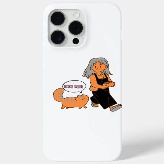 Schattigee kat en meisje lopen dekking Case-Mate iPhone case (Achterkant)