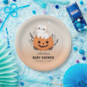 Schattigee kat en pompoen Halloween Baby shower Papieren Bordje (Feest)