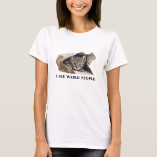 Schattigee kat en rare mensen citeren t-shirt