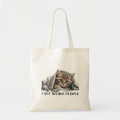 Schattigee kat en rare mensen citeren tote bag (Voorkant)