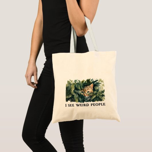 Schattigee kat en rare mensen citeren tote bag (Voorkant (product))