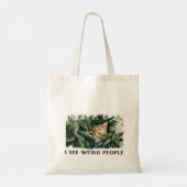 Schattigee kat en rare mensen citeren tote bag (Achterkant)