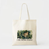 Schattigee kat en rare mensen citeren tote bag (Voorkant)