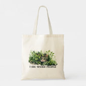 Schattigee kat en rare mensen citeren tote bag (Achterkant)
