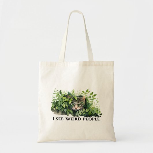 Schattigee kat en rare mensen citeren tote bag (Voorkant)