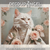 Schattigee kat en romantische Rozen - Decoupage - Tissuepapier