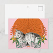 Schattigee kat en tijger Briefkaart | speelse tijg (Voorkant / Achterkant)