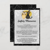 Schattigee kat en uil Halloween bruiloft veilighei Informatiekaartje (Voorkant / Achterkant)