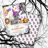 Schattigee kat en uil Halloween-feestuitnodiging Kaart