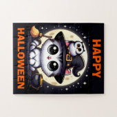 Schattigee kat en uil kinderen legpuzzel (Horizontaal)