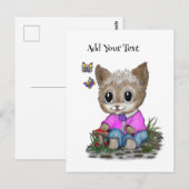 Schattigee kat en vlinder briefkaart (Voorkant / Achterkant)