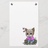 Schattigee kat en vlinder briefpapier (Achterkant)