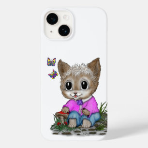 Schattigee kat en vlinder Case-Mate iPhone 14 hoesje