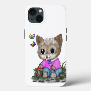 Schattigee kat en vlinder Case-Mate iPhone case