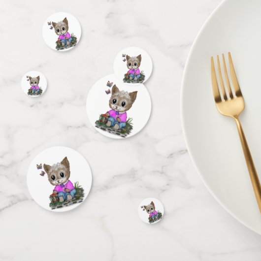 Schattigee kat en vlinder confetti (Groep)