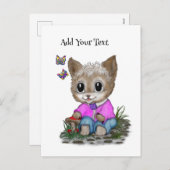 Schattigee kat en vlinder feestdagenkaart (Voorkant / Achterkant)