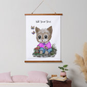 Schattigee kat en vlinder hangend wandkleed (Slaapkamer)