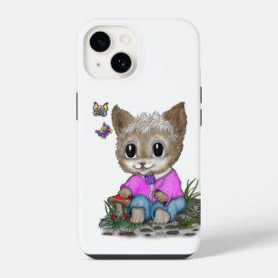 Schattigee kat en vlinder iPhone 14 hoesje
