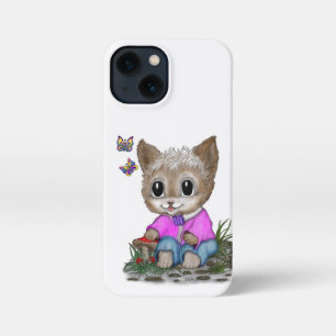 Schattigee kat en vlinder iPhone 13 mini hoesje